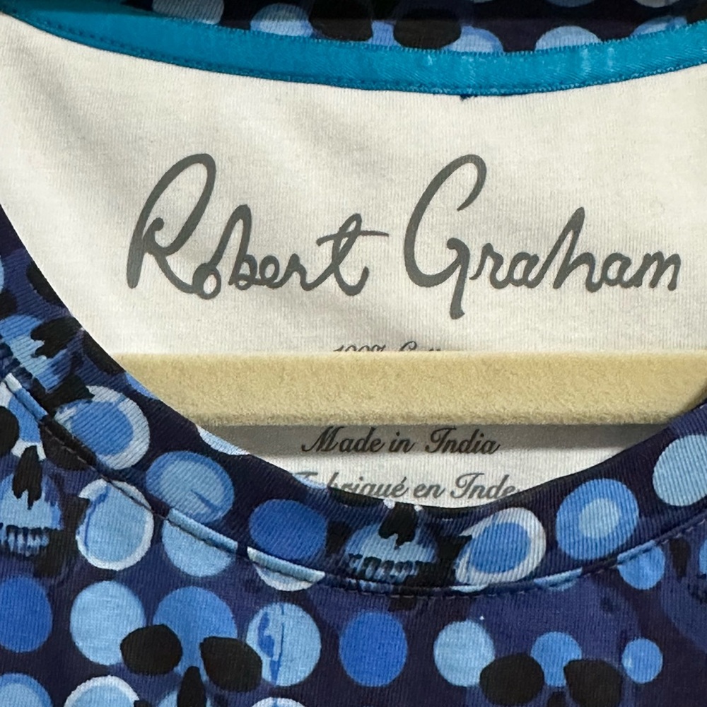 Robert Graham Blue Geometric skull T-shirt Size XL $128 new. this is preowned - Picture 7 of 13